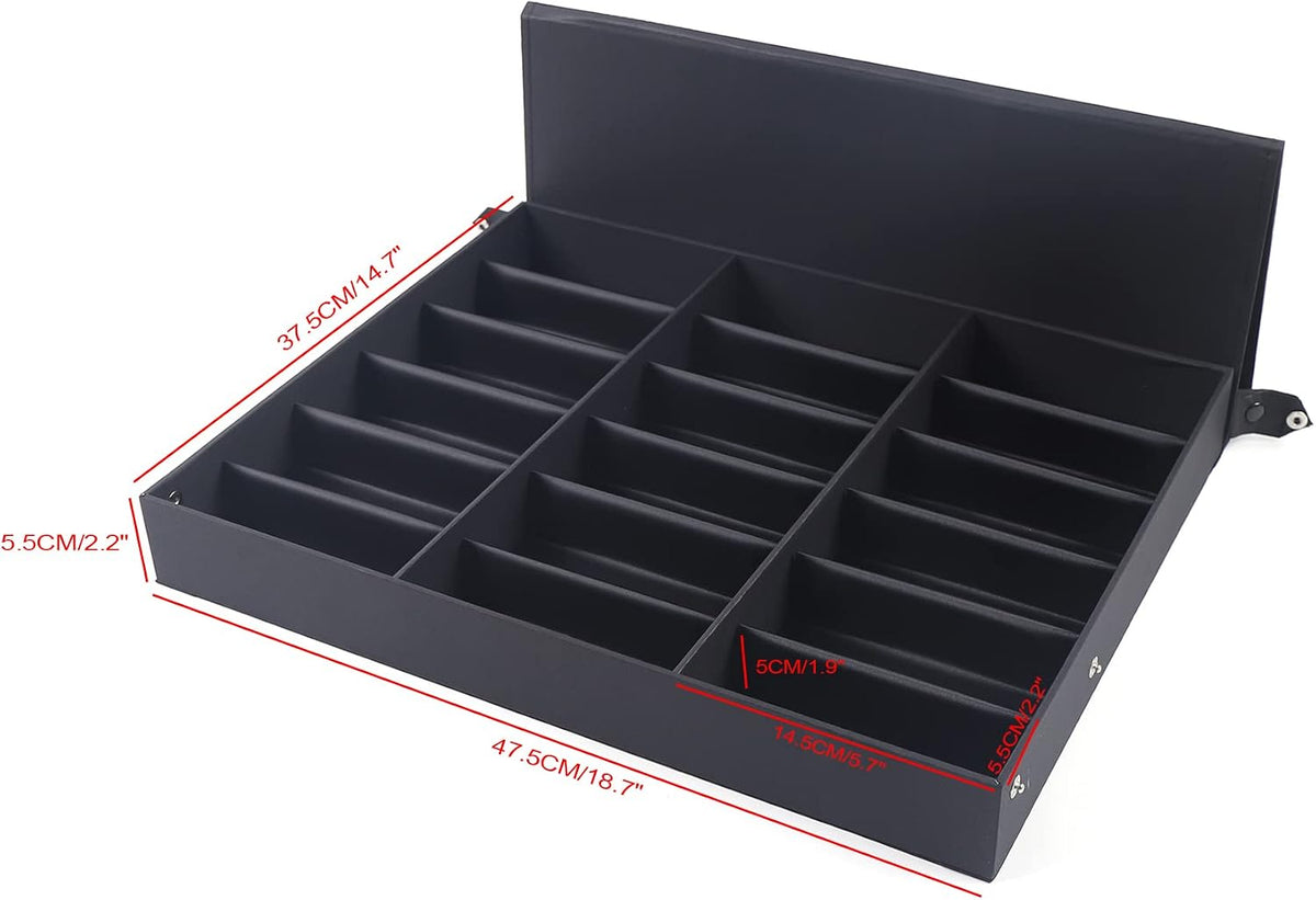 Sunglasses Organizer Box, 18 Slot Display Sunglasses Case, Multiple Glasses Tray Rectangular Watches Organizer Box Stand, Storage Eyeglasses Holder for Homes Store Offices
