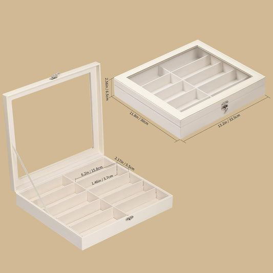 AUTOARK Large Sunglasses Organizer Case,10 Slot,Beige,MKAW-113