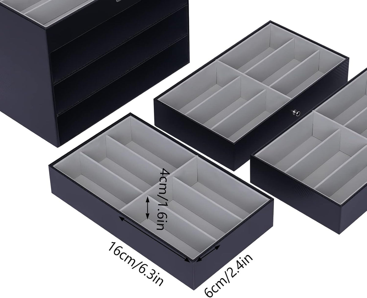SHZICMY 4 Layer Sunglass Organize Box,4 Layer 24 Slots Multiple Glasses Organizer Eyeglass Sunglass Storage Box Display,Black
