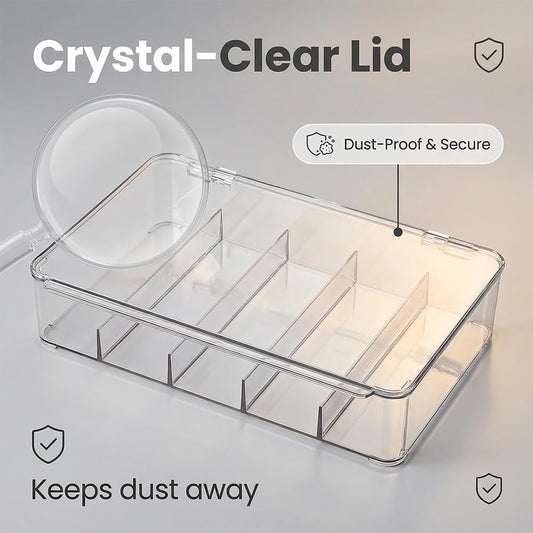 Sunglasses Organizer - Plastic Stackable Eyeglass Case Storage for Multiple Glasses & Reading Glasses