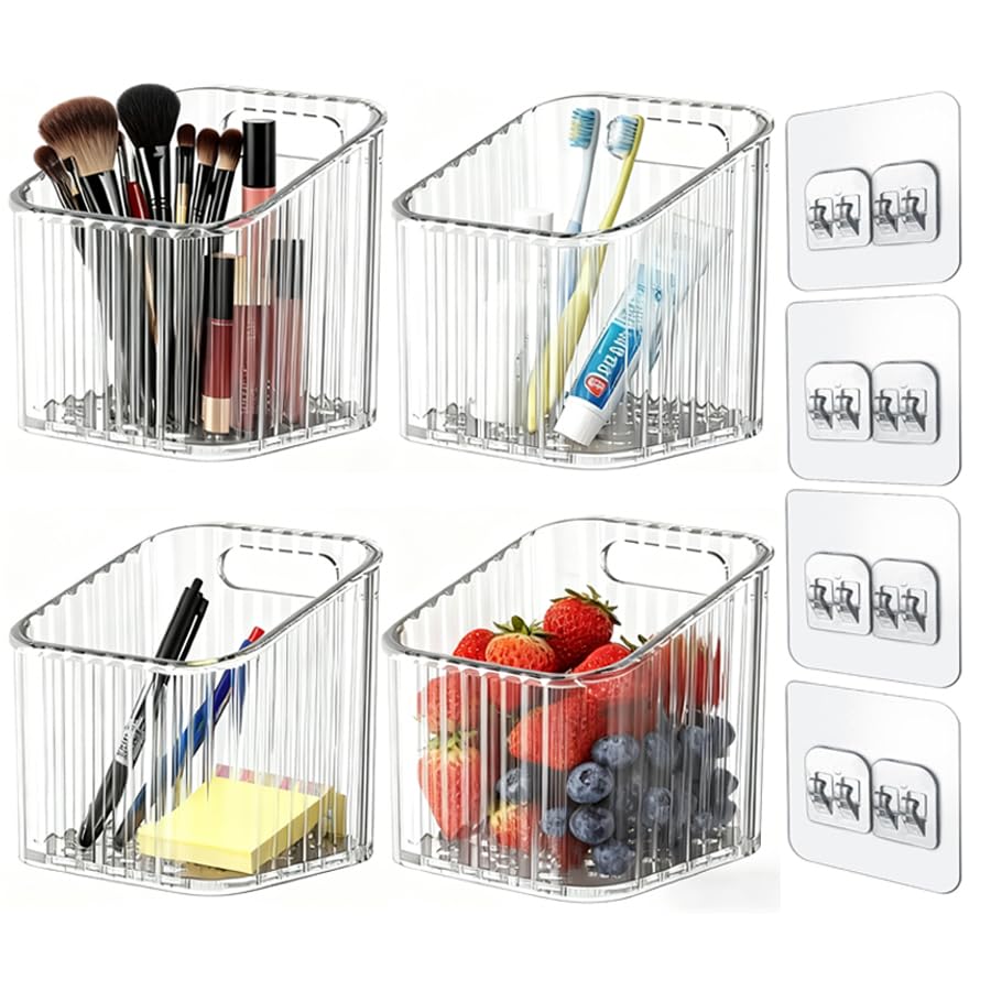 Acrylic Wall Mounted Storage Rack, 2 Pcs Storage Box Shower Basket
