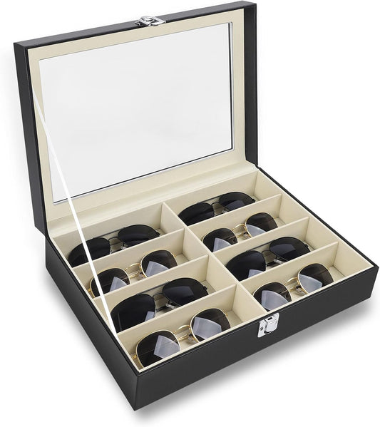 4/8/18 Slots Sunglass Organizer for Multiple Pairs, Sunglasses Storage Box