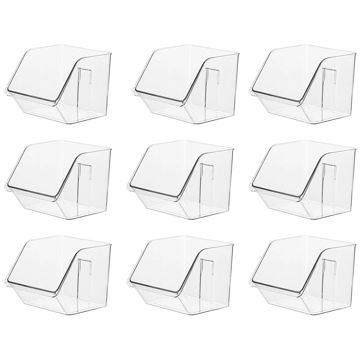3-Pack Small Clear Acrylic Wall Mounted Storage Baskets, Adhesive Wall Mounted Storage Bins for Cabinet, Kitchen, Pantry, Bathroom