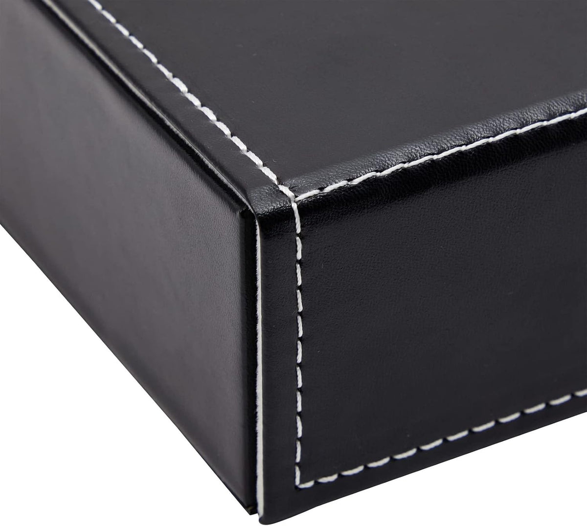 Juvale Glasses Case Organizer - 8-Slot, 12.6 x 9.8 x 2.5 in, Black Faux Leather - Sunglasses Storage & Holder for Nightstand & Desk - Flip-Top Display Case