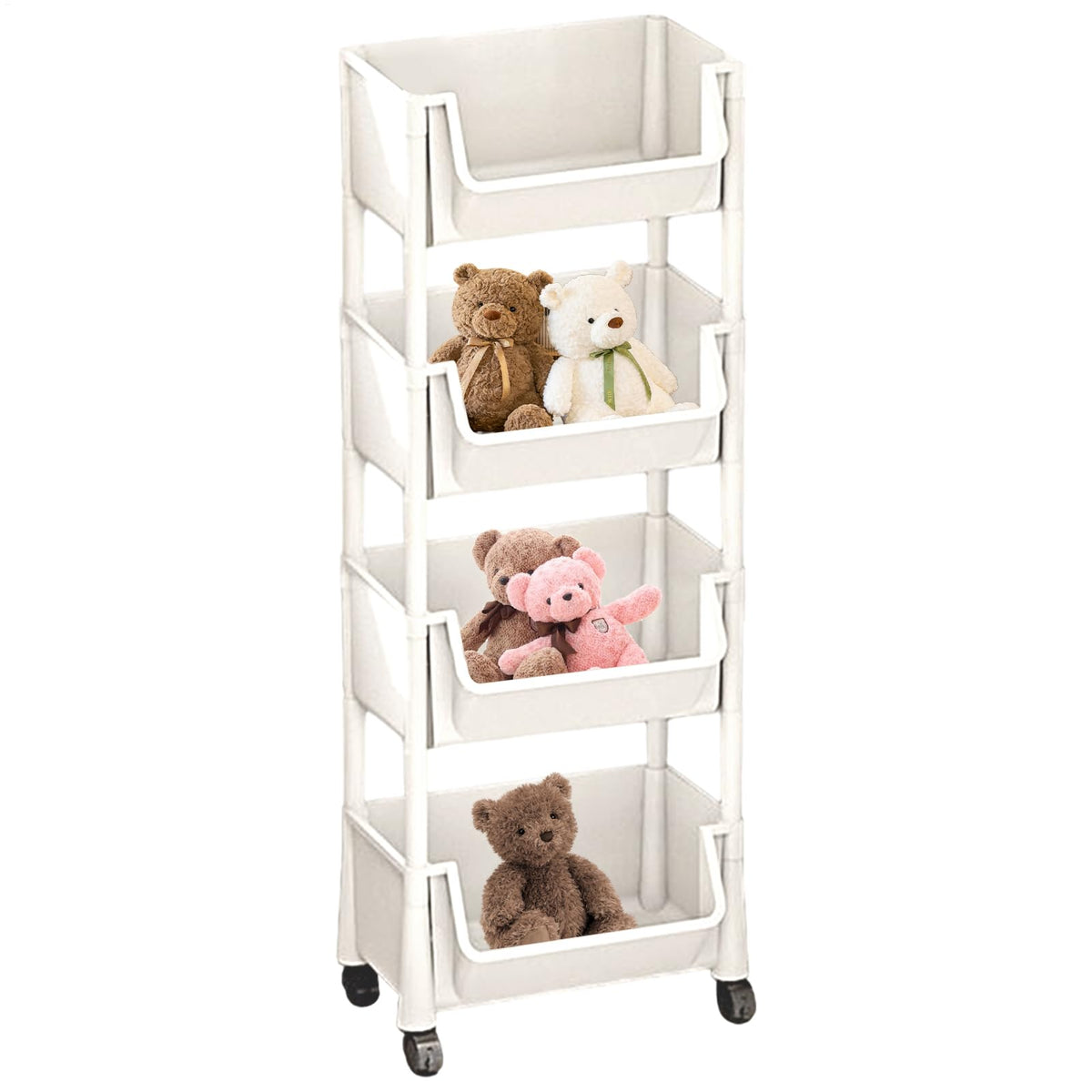 2/3/4 Tier Rolling Utility Cart Organizer - Mobile Storage Shelf With Lockable Caster Wheels, Stable And Sturdy Rolling Storage Carts, Multifunctional Utility Cart, For Kitchen Dining Room Living Room