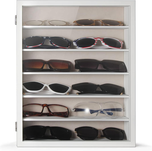 TJ.MOREE Sunglass Organizer Wall Mounted Glasses Holder Display Case 6 Tier