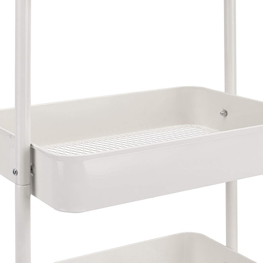 Amazon Basics 3-Tier Rolling Utility Cart, Storage Organizer, Lockable Wheels, Multifunctional Storage, Portable Mobile Shelving Unit, White