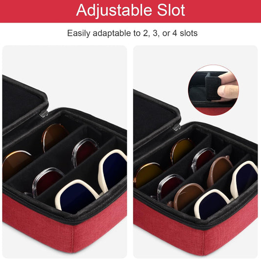 Bukere Travel Sunglasses Organizer Case, Adjustable Slot For Multiple Pairs, Portable Eyeglasses Storage Box for Men Women