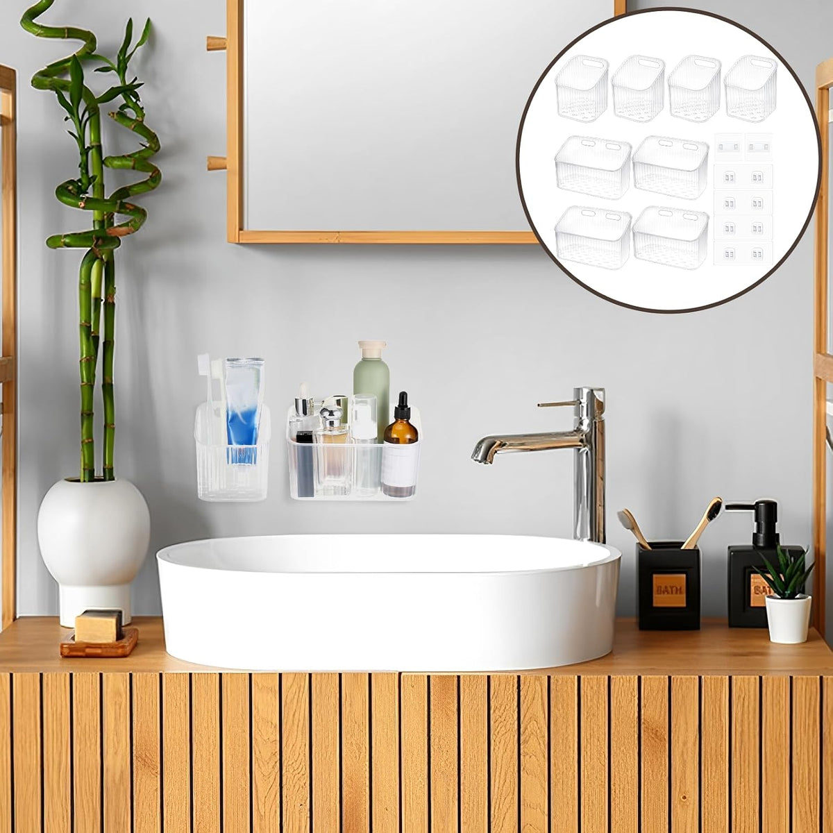 Clear Wall Basket, Wall Mounted Storage Bins, 8 Pcs