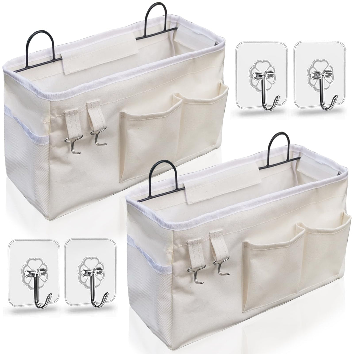 Kanrichu 2pcs Hanging Baskets for Organizing,Fabric Wall storage Basket,Wall Organizer for Closet,Kitchen, Bedroom, Office, RV Camper,Locker (Gray)