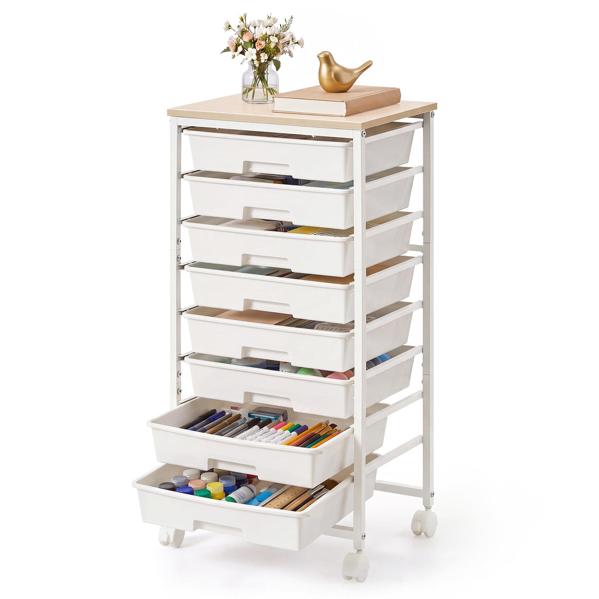 VASAGLE Rolling Cart with Drawers, Craft Organizers and Storage, Multicolor