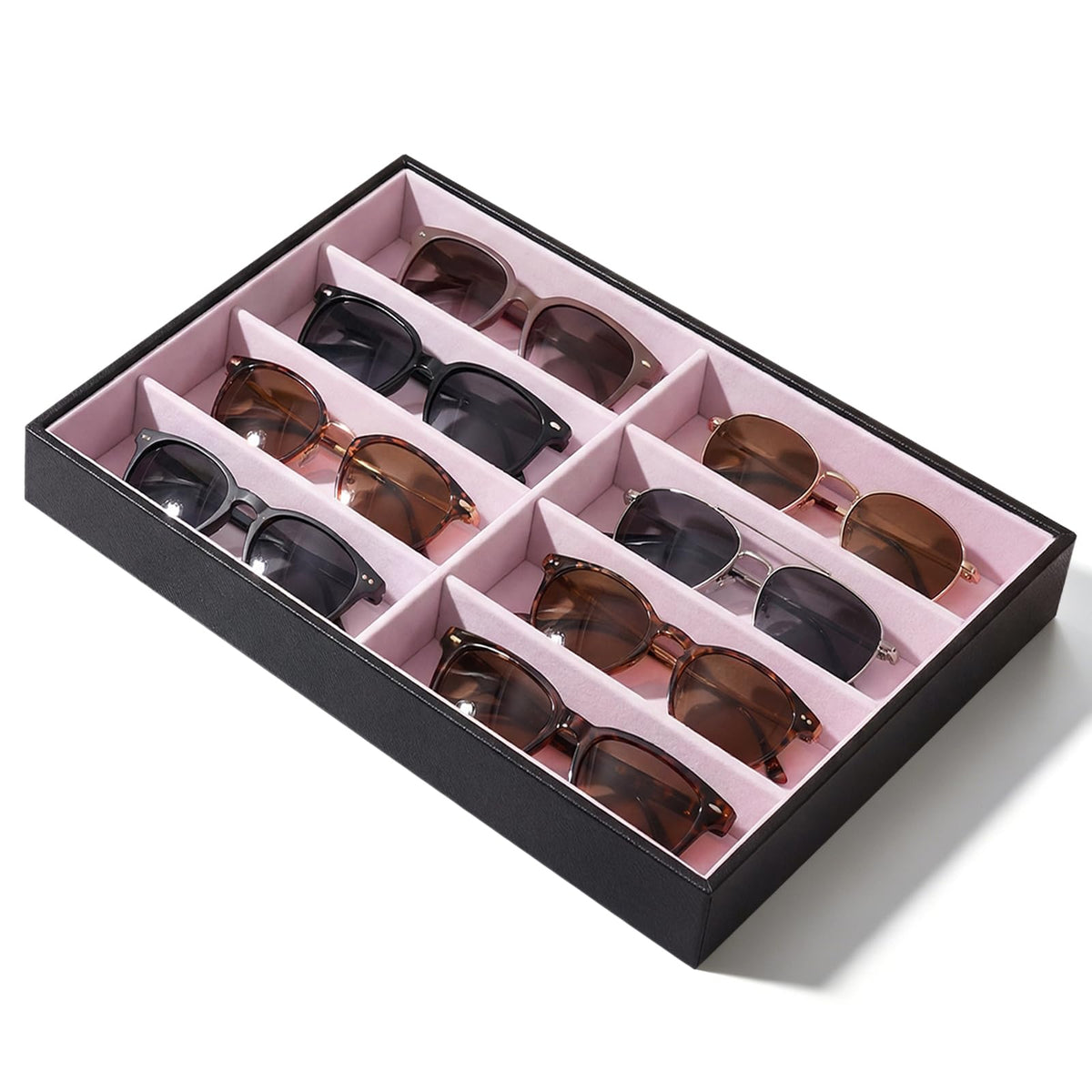 Stratalife 8 Grids Drawer Sunglasses Organizer Tray, Black Velvet