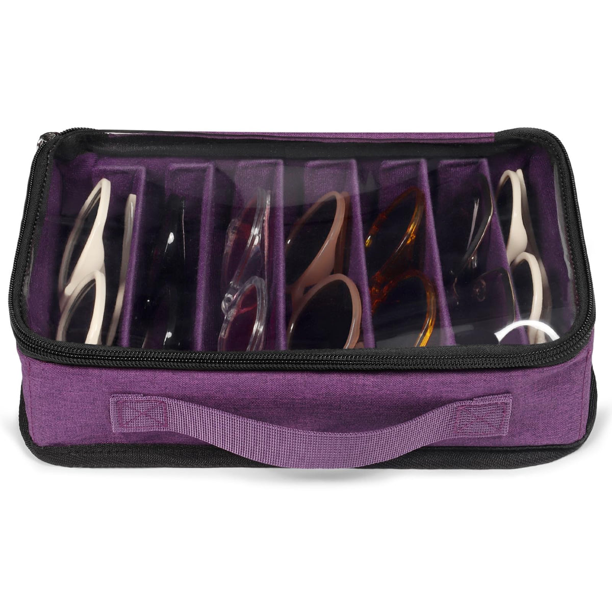 Bukere Sunglasses Organizer Case, Adjustable Slots for Multiple Pairs, Travel Eyeglasses Storage Box, Glasses Holder