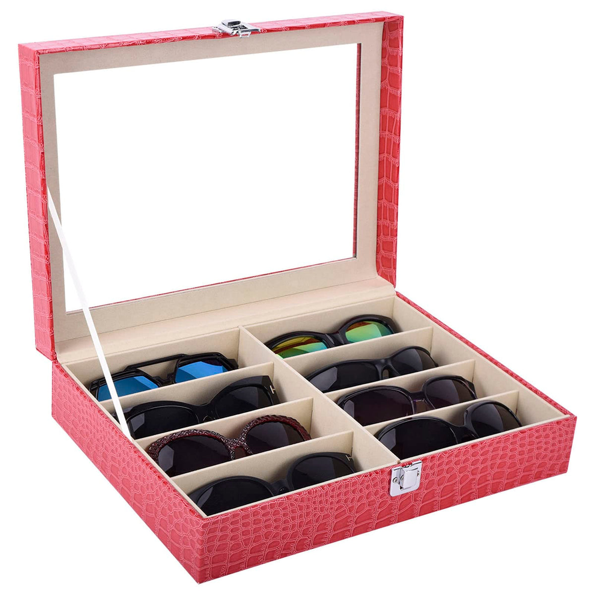 AUTOARK Leather 8 Piece Eyeglasses Storage and Sunglass Glasses Display Case Organizer