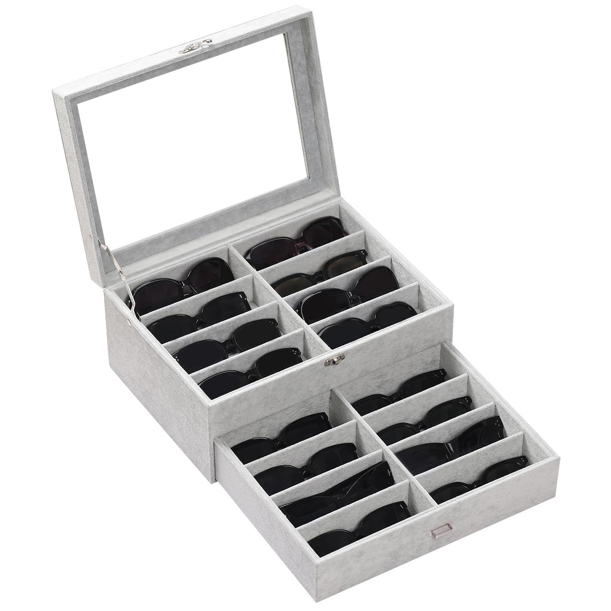 AUTOARK 16-Slot Sunglass & Eyeglasses Organizer Box,Grey,MKAW233