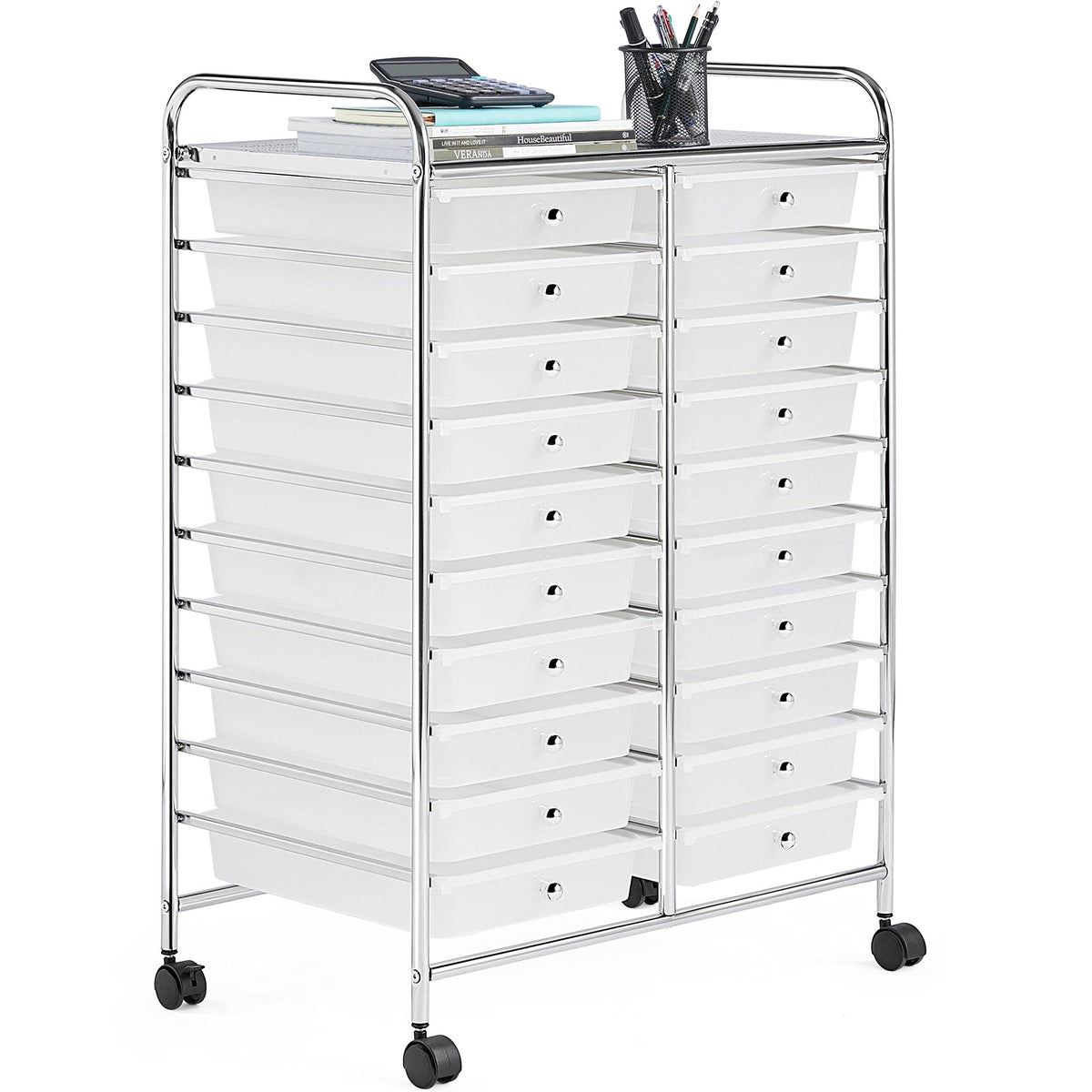 Yaheetech 12-Drawer Rolling Storage Cart on Wheels, Craft Organizer, Black