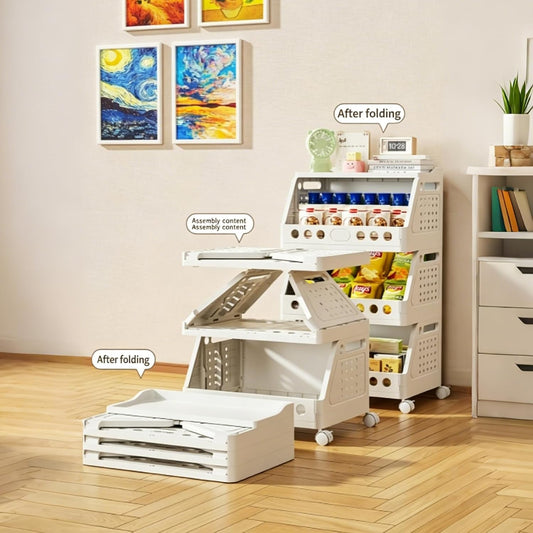 UFORU 4 Tier Rolling Storage Cart,Plastic Open Storage Basket with Wheels