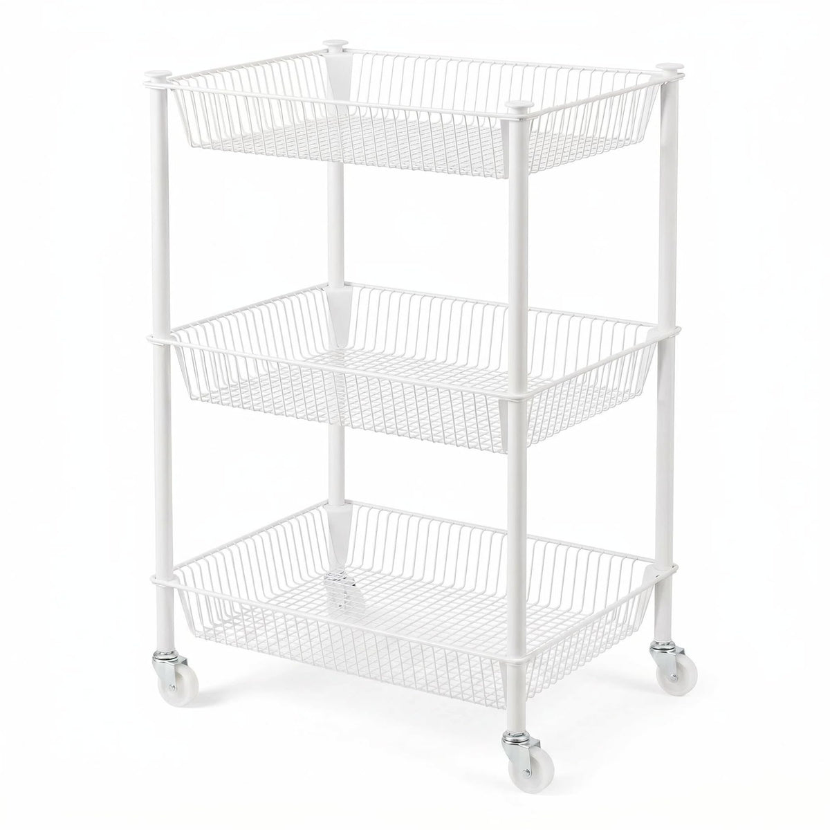 2 Tier Rolling Pantry Cart on Wheels Thick Metal Pantry Floor Organizer Small Utility Cart for Small Space, Fruit Vegetables Rack for Kitchen, Under Desk Storage Onion Potato Storage Basket, Black