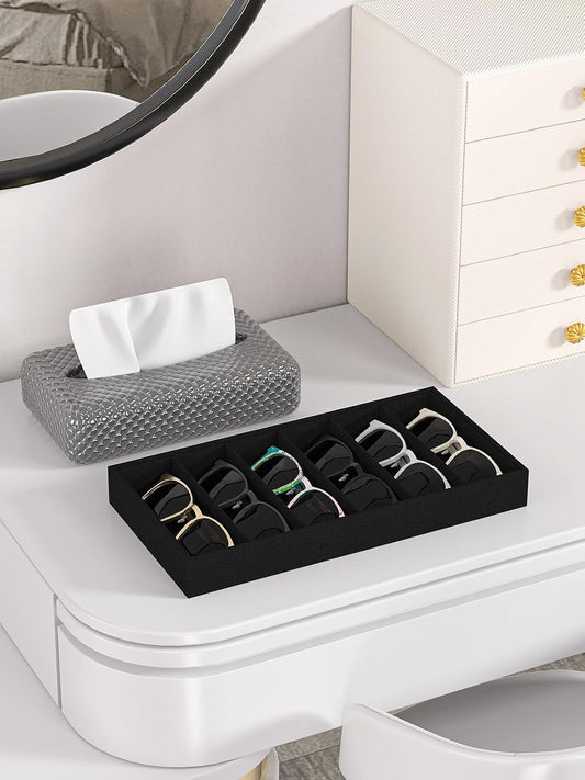 Sunglass Organizer Tray,Eyeglass Storage for Multiple Glasses,Jewelry and Sunglasses Drawer Organizer (Black 2)