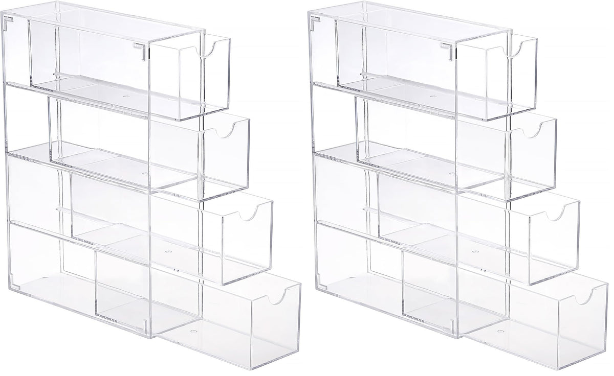 Hipiwe Acrylic Drawer Organizer Sunglasses Case with 4 Pull Out Drawers