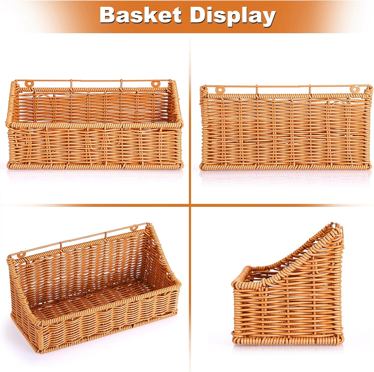 OwnMy Plastic Wicker Hanging Basket Wall Mount Fruit Storage Baskets, 2PCS