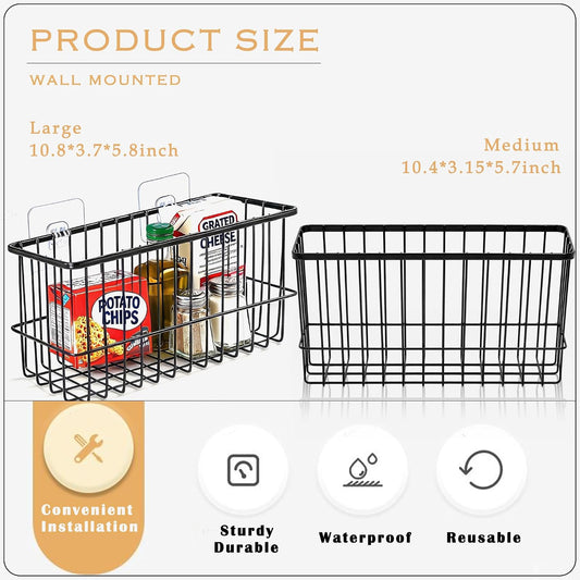 2 Pack Cabinet Door Organizer, Adhesive Wall Mounted Storage Basket