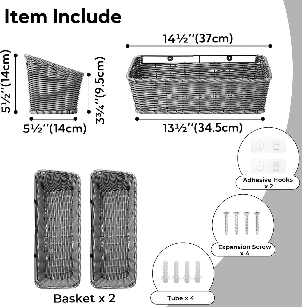 GRANNY SAYS Wicker Hanging Basket for Storage, Wall Mount Fruit Basket