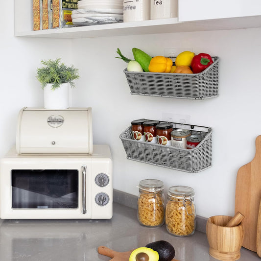 GRANNY SAYS Wicker Hanging Basket for Storage, Wall Mount Fruit Basket