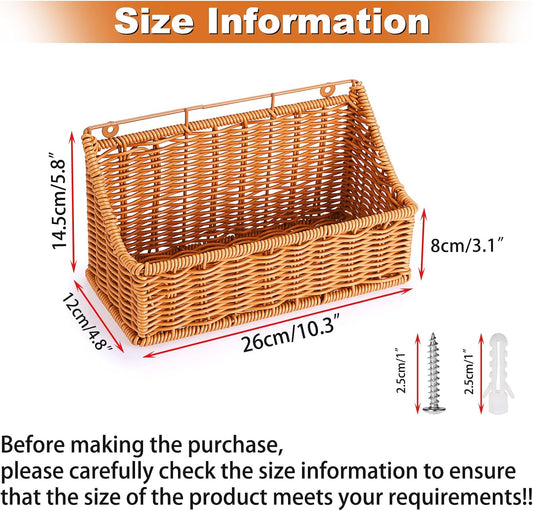 OwnMy Plastic Wicker Hanging Basket Wall Mount Fruit Storage Baskets, 2PCS