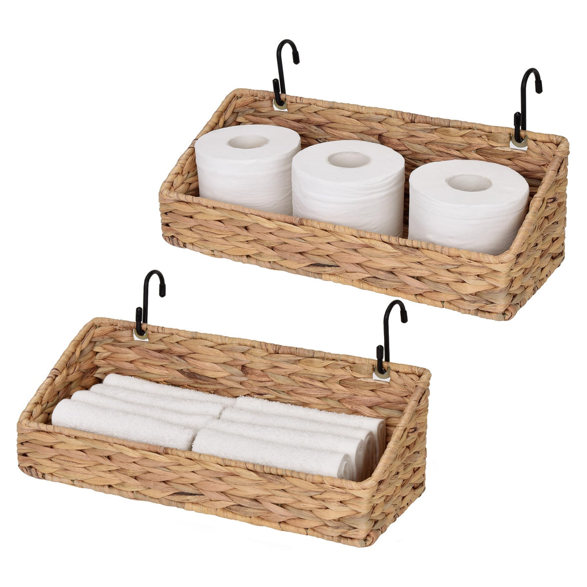 StorageWorks Woven Wall Baskets for Storage, Hanging Basket with Hooks