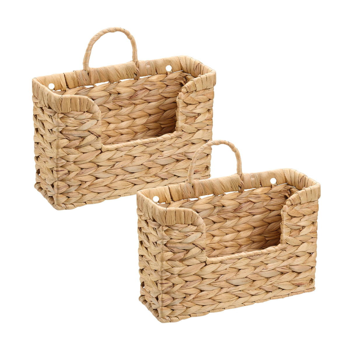 Water Hyacinth Hanging Basket with Handle, Wall Baskets Storage, Wall Mounted Organizer, Magazine holder magazine basket,Farmhouse Baskets for Flowers/Magazine/Fruit Storage