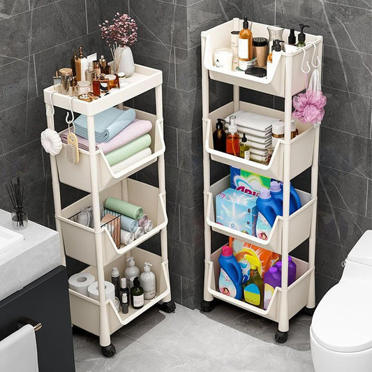 2/3/4 Tier Rolling Utility Cart Organizer - Mobile Storage Shelf With Lockable Caster Wheels, Stable And Sturdy Rolling Storage Carts, Multifunctional Utility Cart, For Kitchen Dining Room Living Room