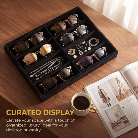 Stratalife 8 Grids Drawer Sunglasses Organizer Tray, Black Velvet
