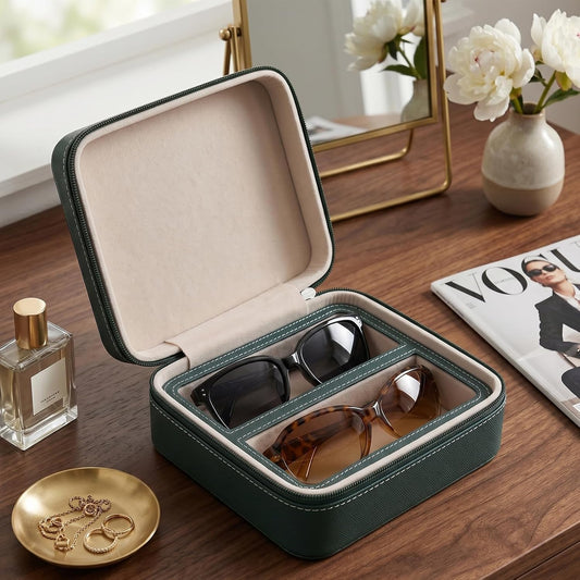 ROSELLE Eyewear Travel Case for women men, 2/3-Slot Eyeglasses Storage Box