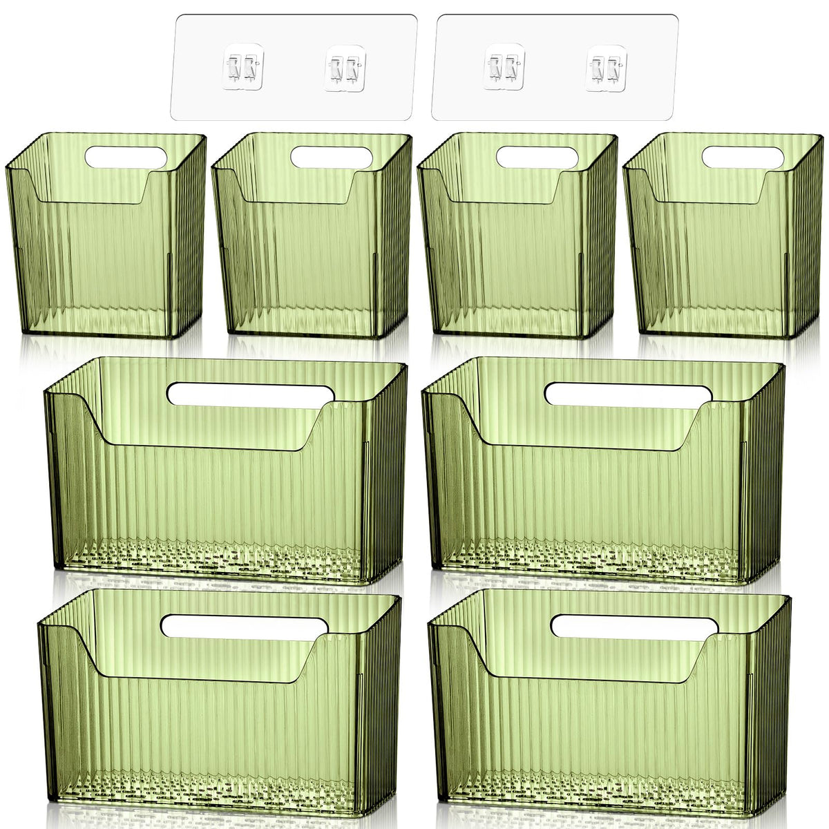 SiliFine 8 Pcs Cabinet Door Organizer Bin Wall Mount Organizer,3.54'',Clear