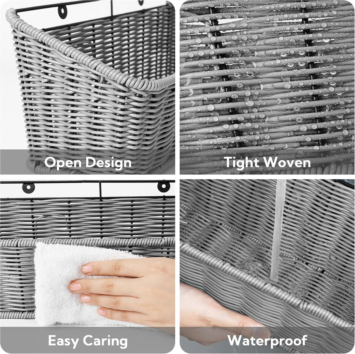 GRANNY SAYS Wicker Hanging Basket for Storage, Wall Mount Fruit Basket