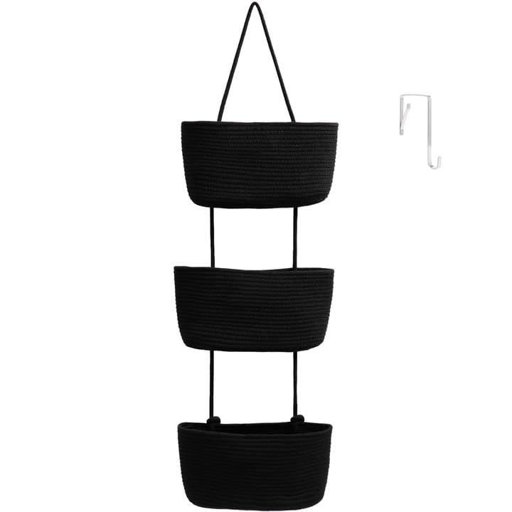 TeoKJ Over the Door Hanging Storage Basket Woven 3 Tier Wall Organizer Jute