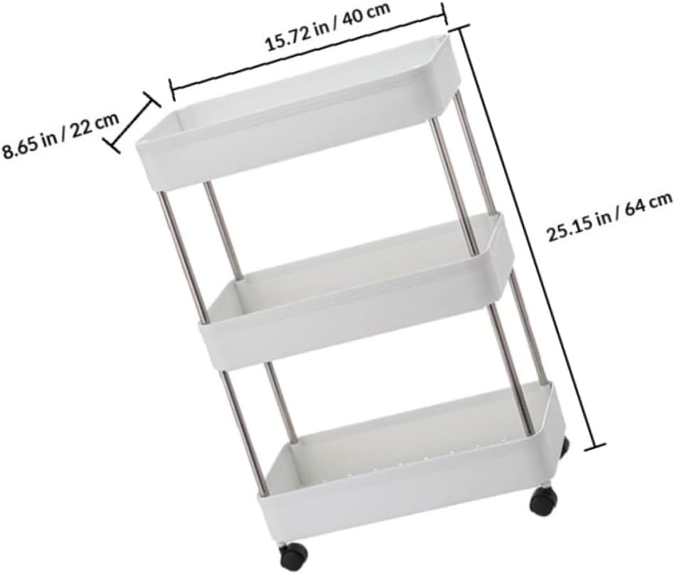 Rolling Storage Rack with Wheels 3 Shelf for Kitchen Balcony Use