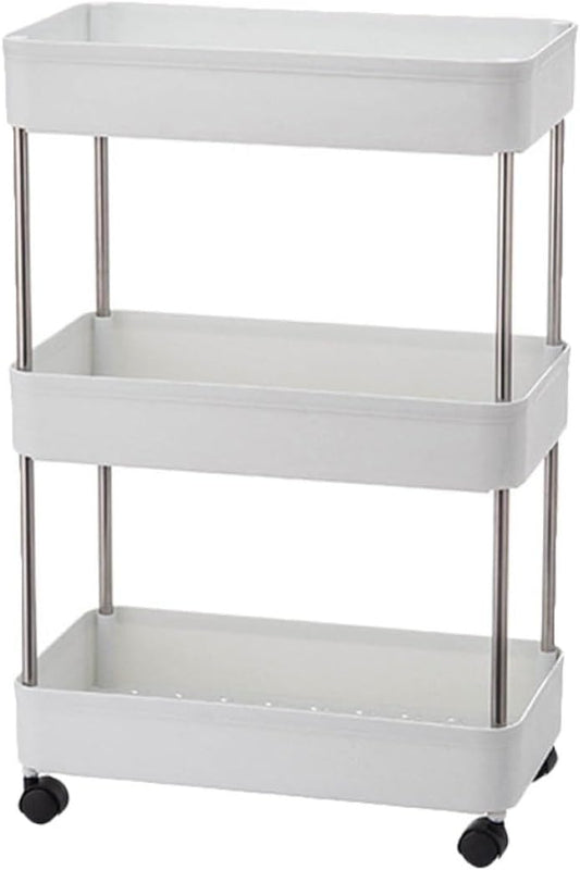 Homoyoyo Trolley Storage Shelf Cart with 3 Shelves and Rolling Wheels