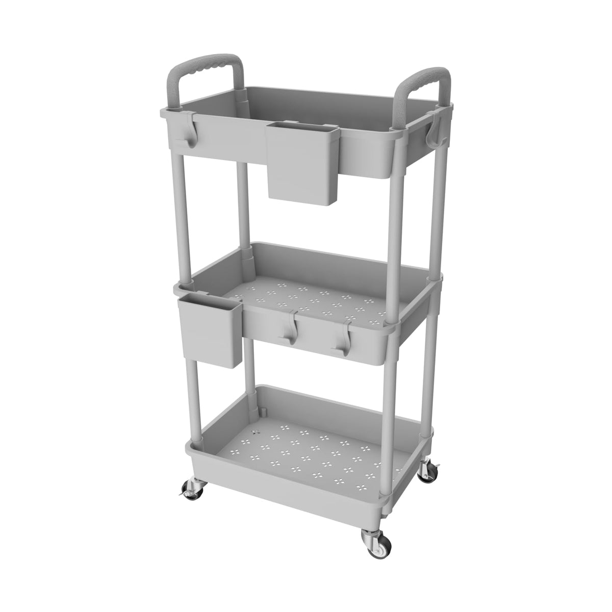 4 Tier Rolling Utility Cart with Drawer,REBECAT Utility Cart Made of Multifunctional Storage Organizer Tool for Kitchen,Bathroom,Living Room,Office(Black)