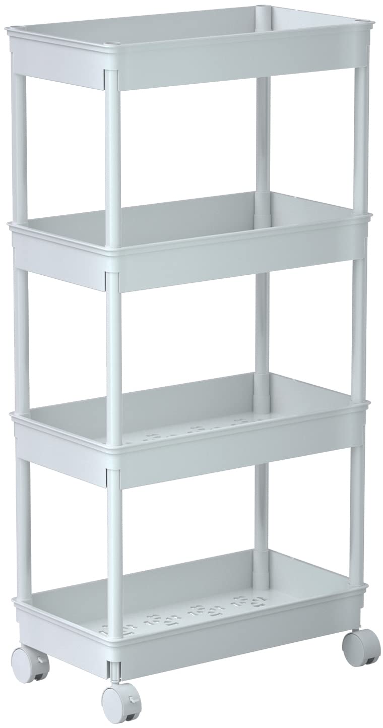 Sooyee Slim Clear 3-Tier Plastic Rolling Utility Cart with Wheels