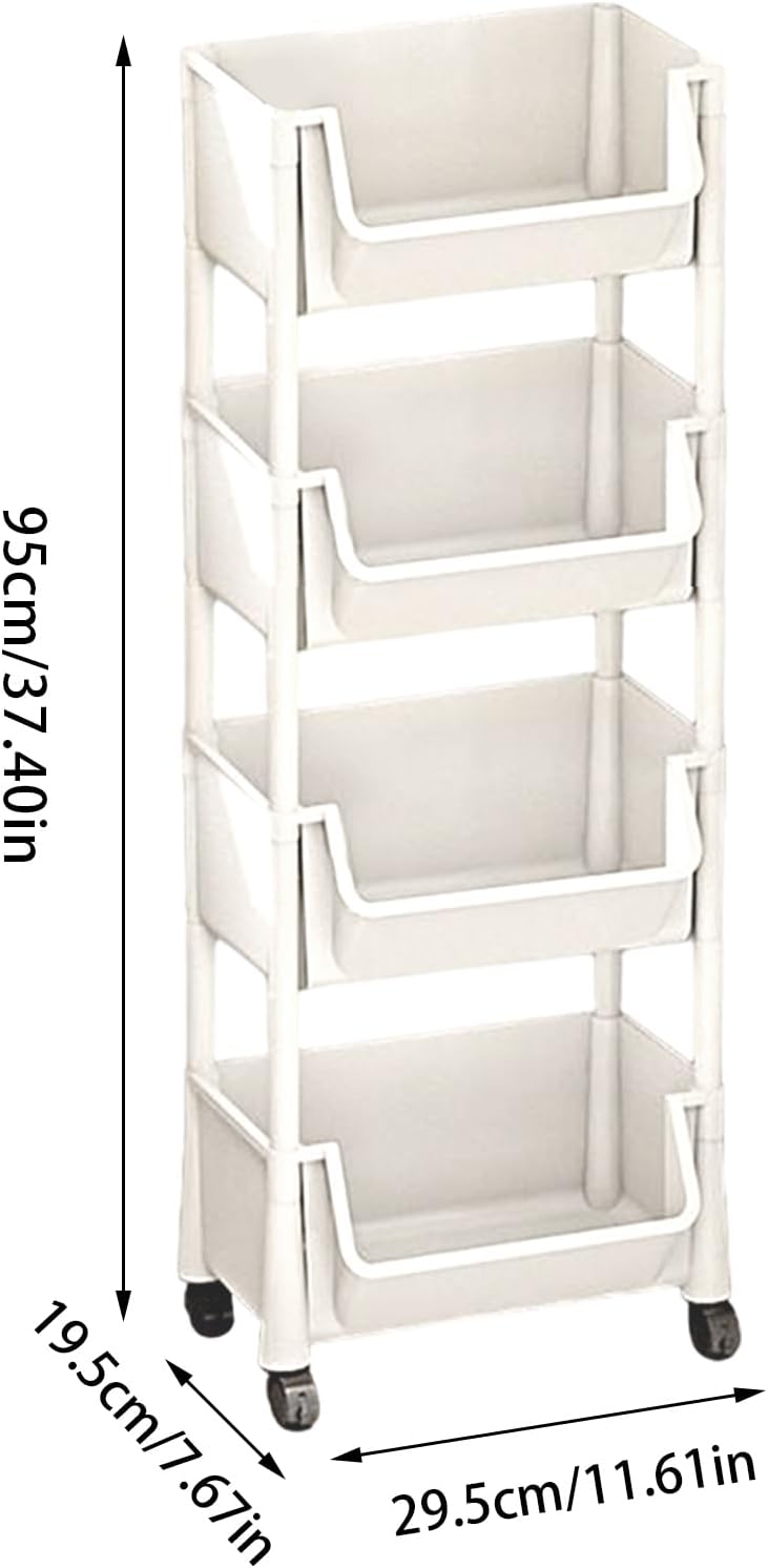 2/3/4 Tier Rolling Utility Cart Organizer - Mobile Storage Shelf With Lockable Caster Wheels, Stable And Sturdy Rolling Storage Carts, Multifunctional Utility Cart, For Kitchen Dining Room Living Room
