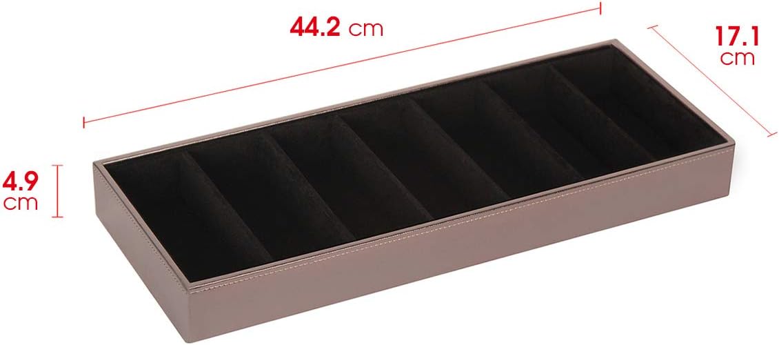 J JACKCUBE DESIGN 7 Slot Sunglasses Organizer, Leather Eyeglass Storage Tray Box for Table, Desk, or Drawer - MK378