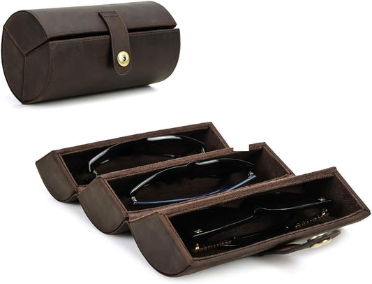CONTACTS Sunglasses Travel Case Leather Sunglass Organizer for 3
