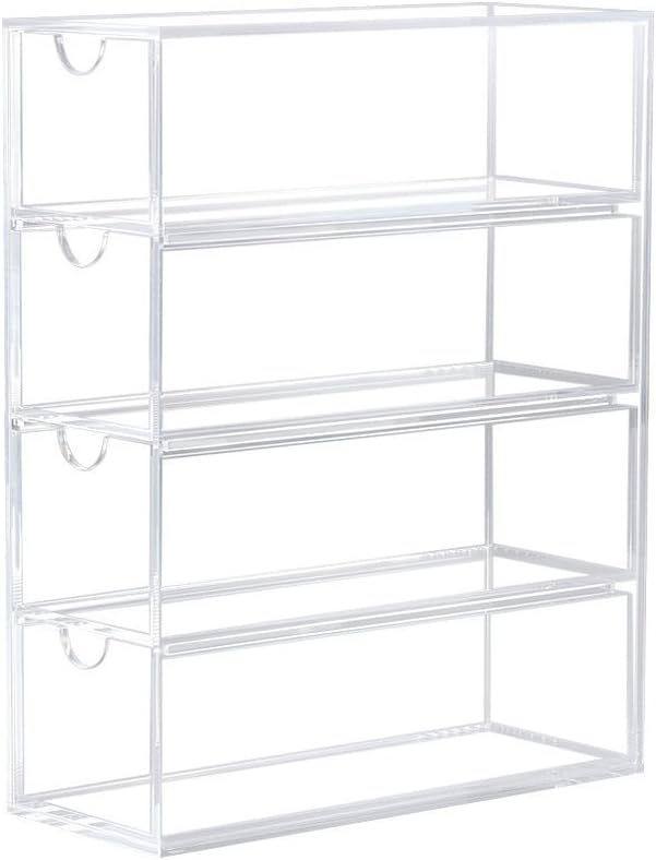 OnDisplay 4 Tier Acrylic Sunglasses/Eyeglasses Organizer - Luxury Handmade Clear Acrylic Eyewear Storage Cabinet