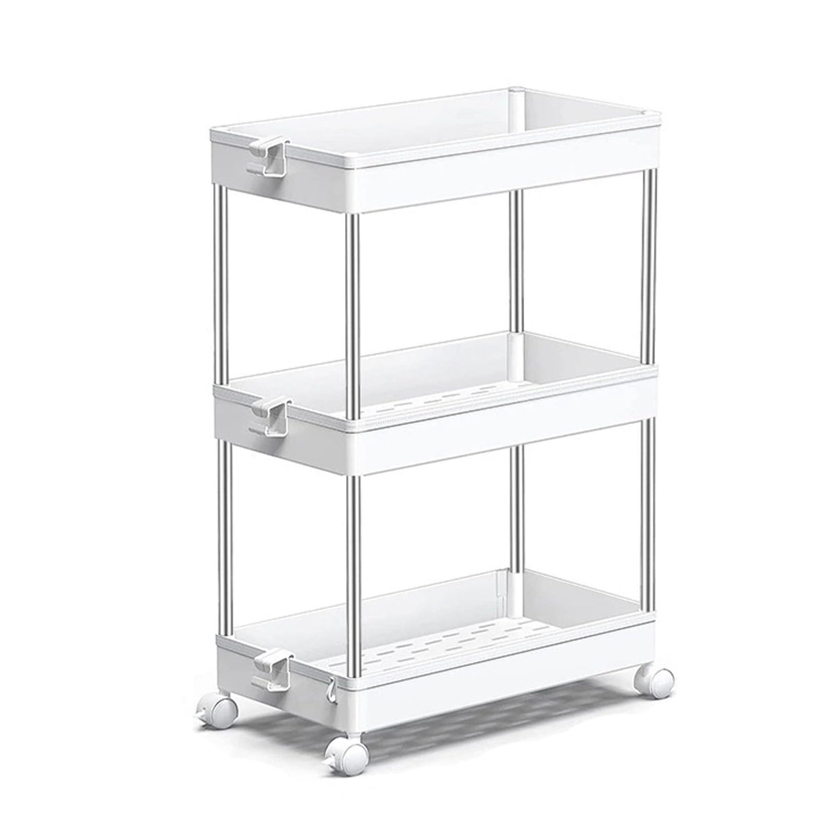 Storage Trolley Multi-Tier Rolling Unit Cart Mobile Storage Shelf for Kitchen Bathroom Rolling Organizers Rack,Black,4 Tier