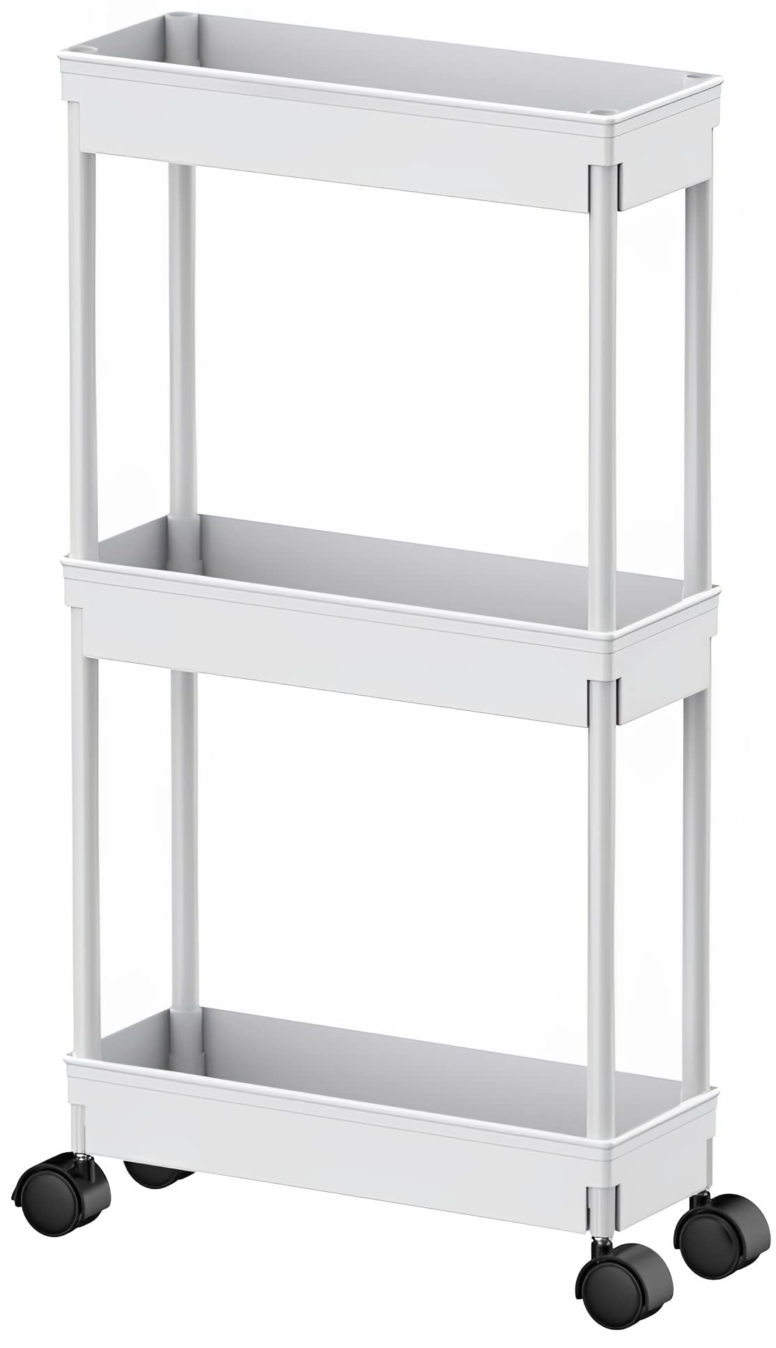 Sooyee Slim Clear 3-Tier Plastic Rolling Utility Cart with Wheels