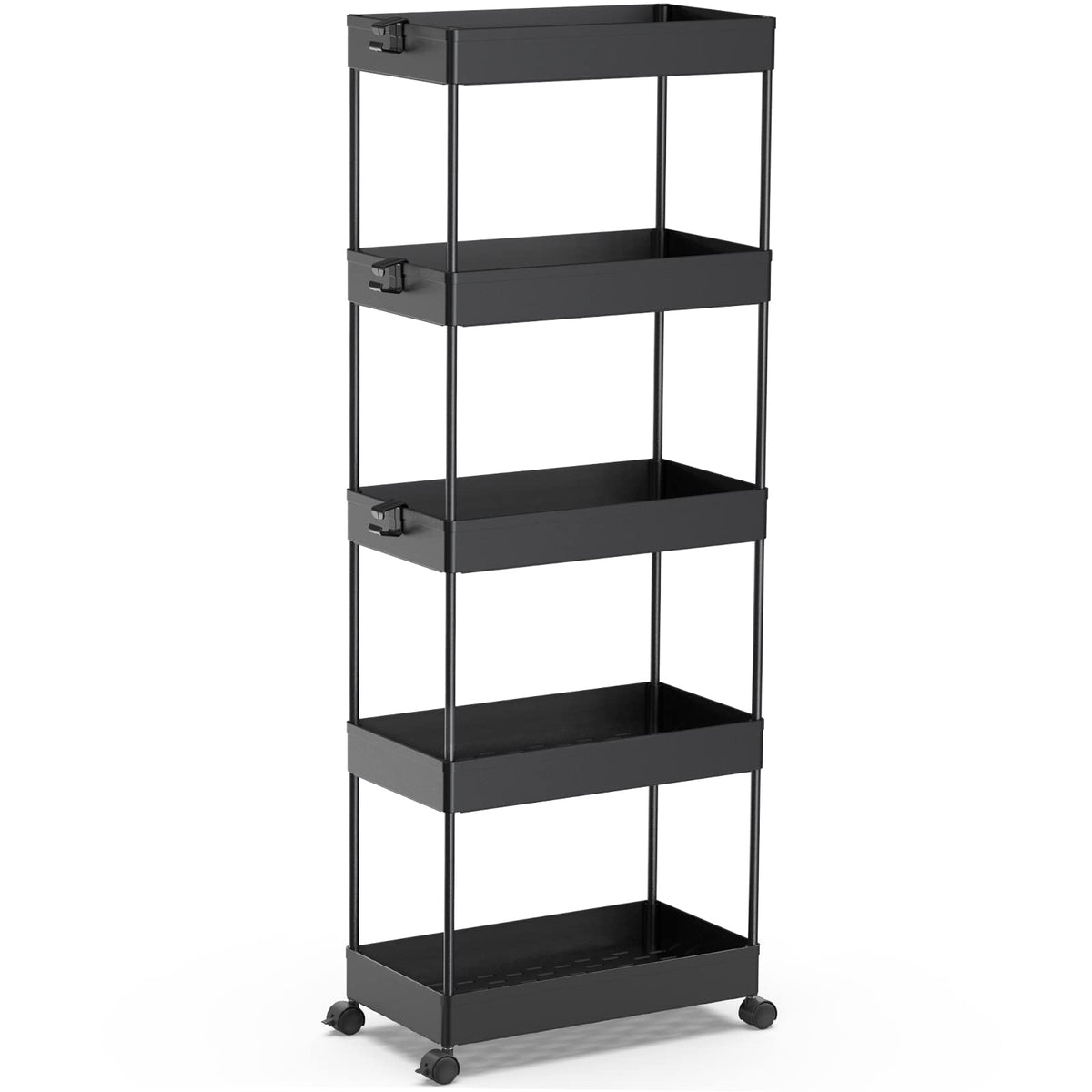SPACEKEEPER 3 Tier Acrylic Storage Rolling Cart Clear Bathroom Cart Organizer, Transparency Laundry Room Organization Mobile Shelving Unit Multifunction Rolling Utility Cart for Office Living Room