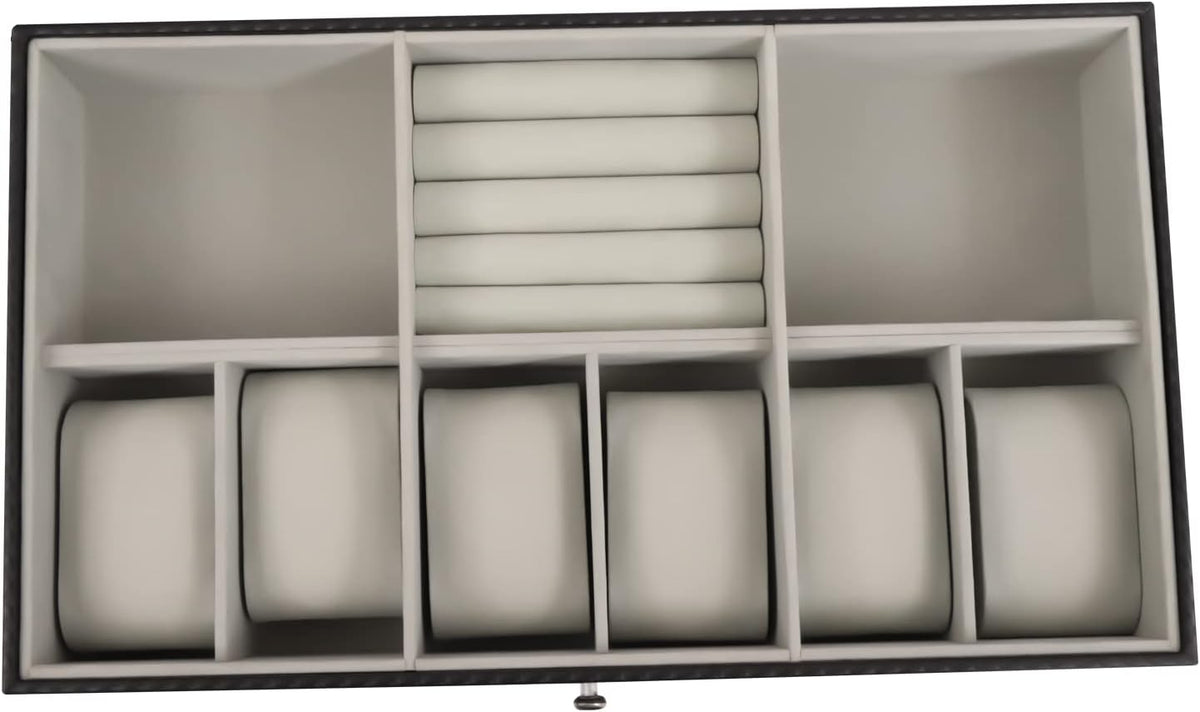 Ringmaster 4 Layer 27 Slots Eyeglasses Storage Box Sunglasses Glasses Dustproof Display Case,Carbon Fiber Eyeglass Holder,Glasses Organizer Case with Drawer Lockable