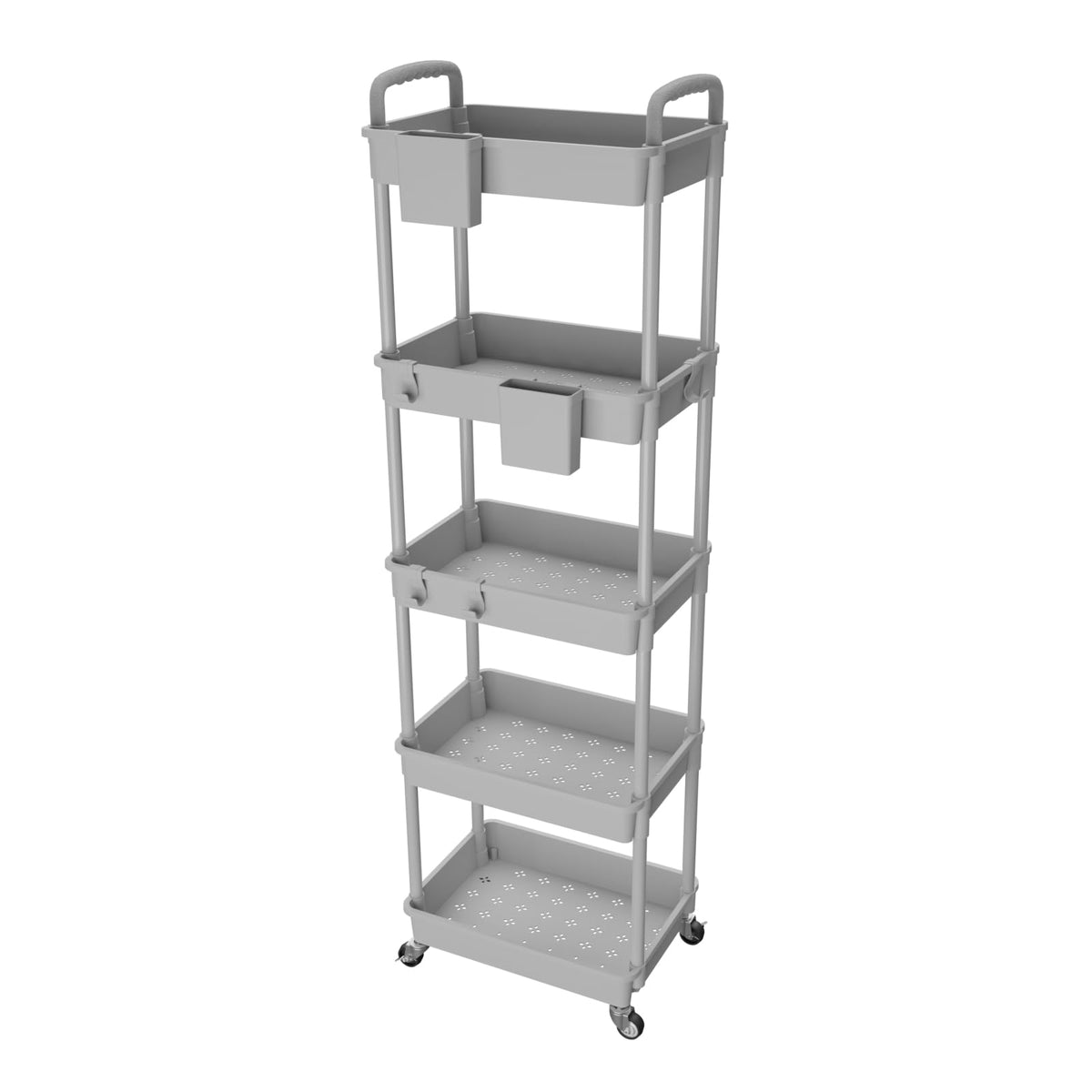 4 Tier Rolling Utility Cart with Drawer,REBECAT Utility Cart Made of Multifunctional Storage Organizer Tool for Kitchen,Bathroom,Living Room,Office(Black)